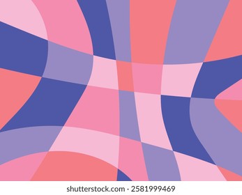 Abstract colorful organic mosaic illustration design background. Colors: blue, pink, and purple.