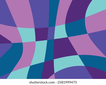 Abstract colorful organic mosaic illustration design background. Colors: Cyan, blue, purple, and violet.