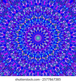 Abstract colorful oriental radial floral pattern background