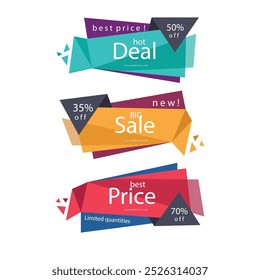 abstract colorful origami sales banners