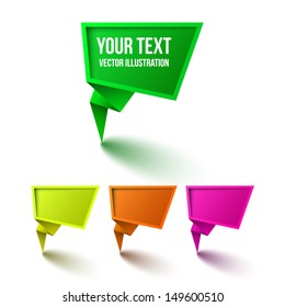 Abstract colorful origami speech bubble set.Ideal for your business presentation. Vector illustration