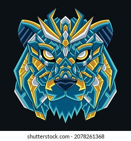 Abstract Colorful Ornament Doodle Art Tiger Illustration Cartoon Concept Vector. Suitable For Wallpaper, Clip Art, Background, Card, Book Illustration, T-Shirt Design, Sticker, Cover, etc