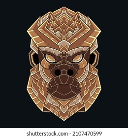 Abstract Colorful Ornament Doodle Gorilla Illustration Cartoon Concept Vector. Suitable For Logo, Wallpaper, Banner, Background, Card, Book Illustration, T-Shirt Design, Sticker, Cover, etc