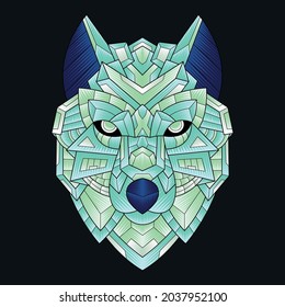 Abstract Colorful Ornament Doodle Zentangle Art Wolf Illustration Cartoon Concept Vector. Suitable For Logo, Wallpaper, Banner, Background, Card, Book Illustration, T-Shirt Design, Sticker, Cover, etc