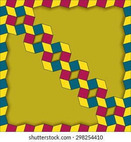 Abstract colorful ornamental text or photo layout with rhombus and square shapes