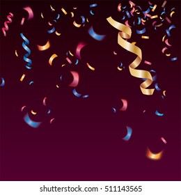Abstract colorful out of focus confetti isolated on dark background.Vector illustration.