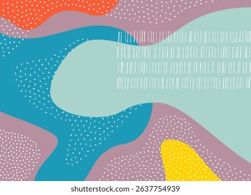 Abstract colorful oval and circle texture background with flat solid shapes modern minimalist geometric 2D digital art illustration
