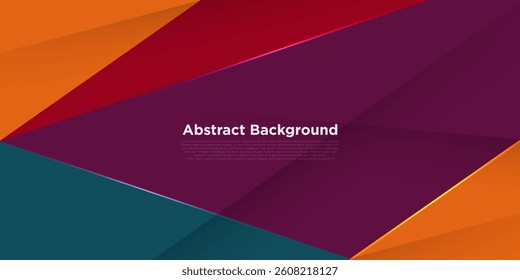 Abstract colorful overlap papercut background. Simple overlap triangle orange, green, red, and purple pattern background. Eps10 vector