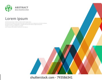 Abstract colorful overlap triangle pattern on white background with copy space, Vector illustration