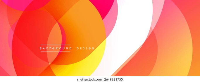Abstract colorful overlapping circles create dynamic background. Warm tones dominate, offering modern visual appeal.