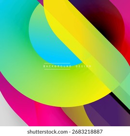 Abstract colorful overlapping circles create vibrant modern background. Smooth gradients blend hues, offering dynamic visual experience.