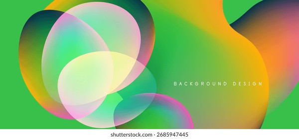 Abstract colorful overlapping circles create vibrant background. Gradient hues blend smoothly, offering modern aesthetic. Design feels dynamic, fluid.