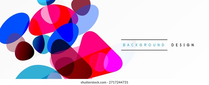 Círculos sobrepostos coloridos abstratos criam efeito visual dinâmico. O plano de fundo branco proporciona um contraste claro. Elemento de design moderno.
