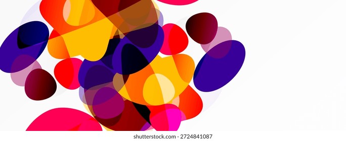 Abstractas círculos de colores superpuestos crean una composición vibrante. Las Formas varían de tamaño, tono e intensidad. Elemento de diseño moderno.