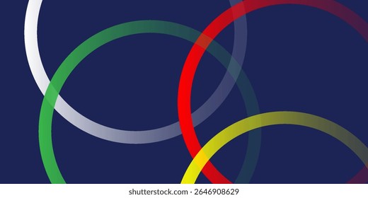 Abstract colorful overlapping circles on dark blue background, vector illustration