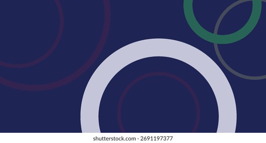 Círculos sobrepostos coloridos abstratos no fundo azul escuro, ilustração vetorial