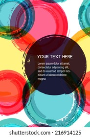 Abstract colorful overlapping circles pattern. Watercolor brush background. Vector seamless pattern.