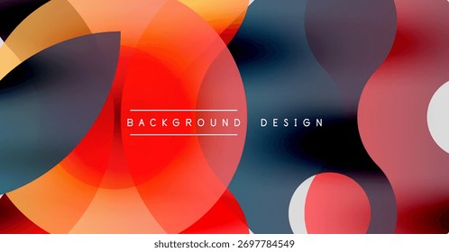 Abstract colorful overlapping shapes create dynamic background. Modern design features gradients, curves, vibrant hues.