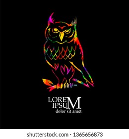 Abstract colorful owl. Vector