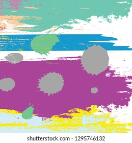 abstract colorful paint brush and drops horizontal pattern background