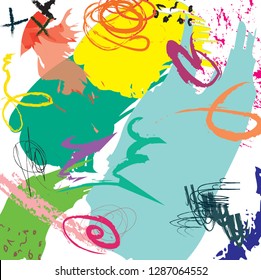 abstract colorful paint brush and scribble background. creative colorful nice brush strokes and hand drawn for your design. modern art. vector illustration