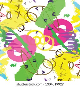 abstract colorful paint brush and scribble lines and shapes pattern background