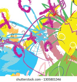 abstract colorful paint brush and scribble lines pattern background. colorful kids cute sketch drawing. modern beautiful grunge and hand drawn pattern for your design