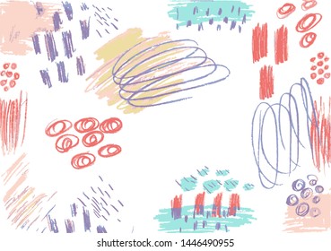 Abstract colorful paint brush and scribble lines texture background. creative colorful nice brush strokes and hand drawn for your design. Vector modern grunge horizontal background. Memphis style.