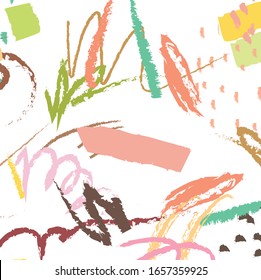 Abstract colorful  paint brush and  scribble lines pattern background. colorful  nice brush strokes and hand drawn for your design.  beautiful grunge and stripes  backdrop. cute kids sketch drawing