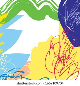 Abstract colorful  paint brush and  scribble lines pattern background. colorful  nice brush strokes and hand drawn for your design.  beautiful grunge and stripes  background. cute kids sketch drawing