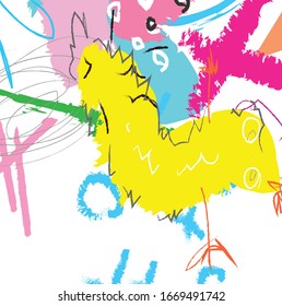 Abstract colorful  paint brush and  scribble lines pattern background. colorful  nice brush strokes and hand drawn for your design.  beautiful grunge and stripes  background. cute kids sketch drawing