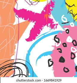 Abstract colorful  paint brush and  scribble lines pattern background. colorful  nice brush strokes and hand drawn for your design.  beautiful grunge and stripes  background. cute kids sketch drawing