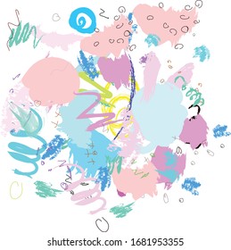 Pincel pintado de color abstracto y fondo de líneas de garabatos. coloridos trazos de pincel y dibujado a mano para su diseño.  bello fondo de rayas y gruesas. dibujo de niños lindos
