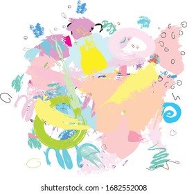 Abstract colorful  paint brush and  scribble lines pattern background. colorful  nice brush strokes and hand drawn for your design.  beautiful grunge and stripes  background. cute kids sketch drawing