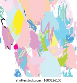 Pincel pintado de color abstracto y fondo de líneas de garabatos. coloridos trazos de pincel y dibujado a mano para su diseño.  bello fondo de rayas y gruesas. dibujo de niños lindos