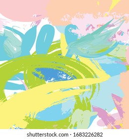 Pincel pintado de color abstracto y fondo de líneas de garabatos. coloridos trazos de pincel y dibujado a mano para su diseño.  bello fondo de rayas y gruesas. dibujo de niños lindos