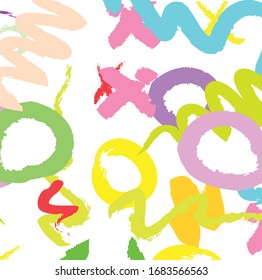 Abstract colorful  paint brush and  scribble lines pattern background. creative nice  hand drawn backdrop.  beautiful grunge and stripes  for your design. cute kids sketch drawing