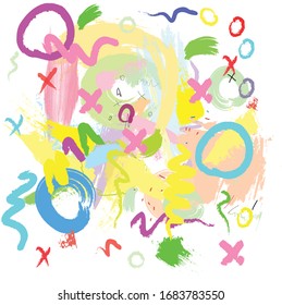 Abstract colorful  paint brush and  scribble lines pattern background. colorful  nice brush strokes and hand drawn for your design.  beautiful grunge and stripes  background. cute kids sketch drawing