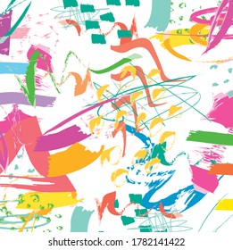 Resumen de pincel de pintura colorido y fondo de patrón de líneas de garabatos. coloridas pinceladas y fondo dibujado a mano.  bonito fondo de rayas y gruesas. dibujo de niños lindos