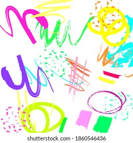 Abstract colorful  paint brush and  scribble lines pattern background. colorful  nice brush strokes and hand drawn for your design.  beautiful grunge and stripes  background. cute kids sketch drawing