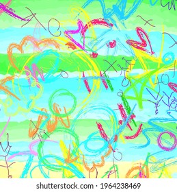 Abstract colorful  paint brush and  scribble lines pattern background. colorful  nice brush strokes and hand drawn for your design.  beautiful grunge and stripes  background. cute kids sketch drawing