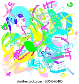 Abstract colorful  paint brush and  scribble lines pattern background. colorful  nice brush strokes and hand drawn for your design.  beautiful grunge and stripes  background. cute kids sketch drawing