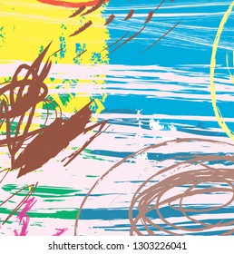abstract colorful paint brush and strokes, scribble lines pattern background. colorful nice brush strokes and hand drawn for your design. kids sketch drawing
