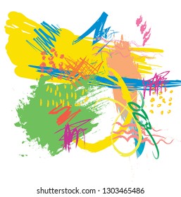 abstract colorful paint brush and strokes, scribble lines pattern background. colorful nice brush strokes and hand drawn for your design