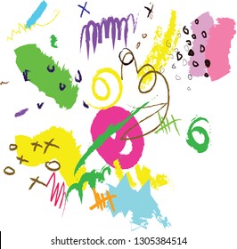 abstract colorful paint brush and strokes, scribble lines pattern background. colorful nice brush strokes and hand drawn background. modern beautiful grunge and stripes pattern. kids sketch drawing