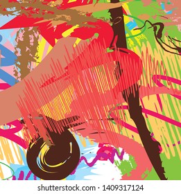 Abstract colorful paint brush and strokes, scribble lines pattern background. modern beautiful grunge and stripes background