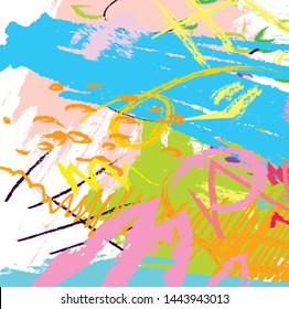 Abstract colorful paint brush and strokes, scribble lines pattern background. colorful nice brush strokes and hand drawn background. cute kids sketch drawing background