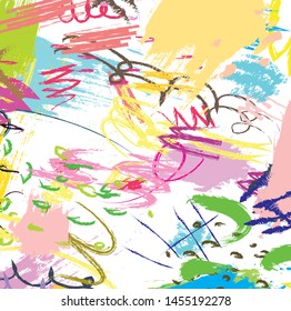 Abstract colorful paint brush and strokes, scribble lines pattern background. colorful nice brush strokes and hand drawn background. cute kids sketch drawing background