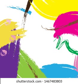 Abstract colorful paint brush and strokes pattern background