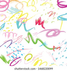 Abstract colorful paint brush and strokes, scribble lines pattern background. colorful nice hand drawn background. cute kids sketch drawing